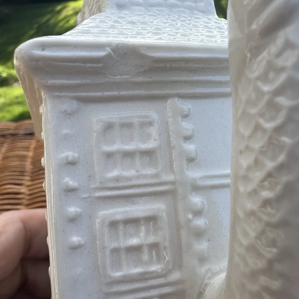 MMA‎ English Staffordshire White Salt Glazed House Form Teapot Vintage